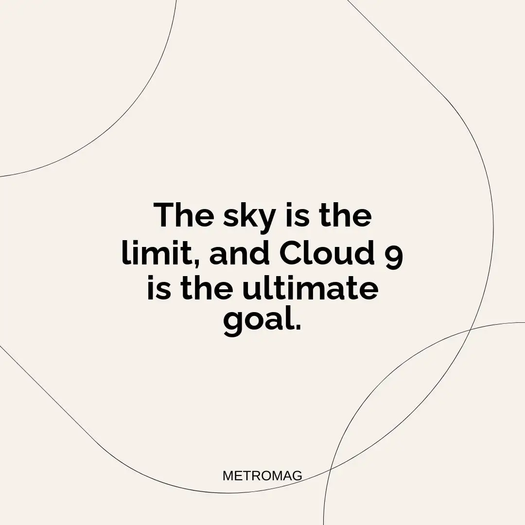 The sky is the limit, and Cloud 9 is the ultimate goal.