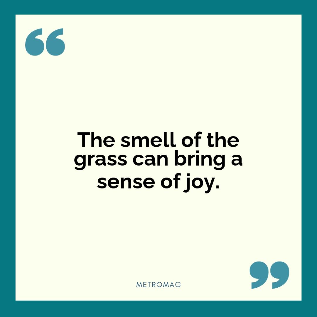 The smell of the grass can bring a sense of joy.