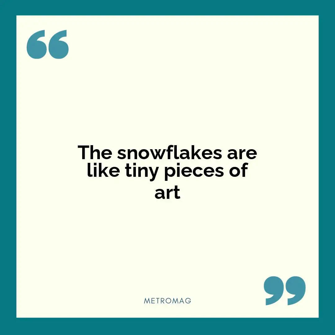 The snowflakes are like tiny pieces of art