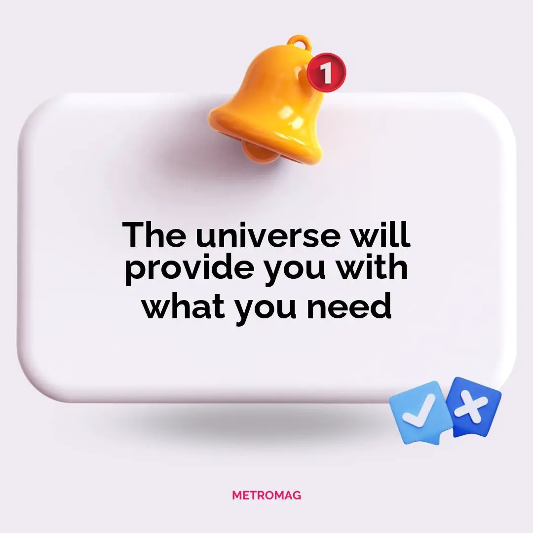 The universe will provide you with what you need