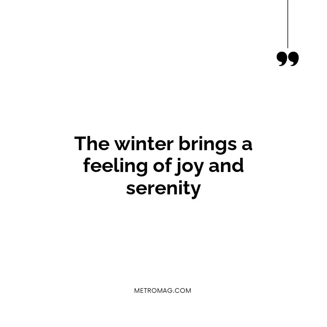 The winter brings a feeling of joy and serenity