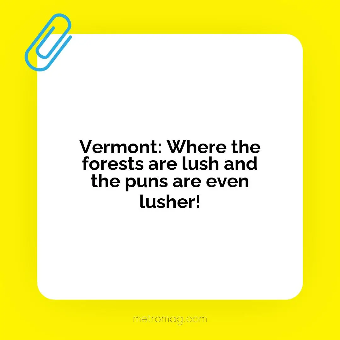 Vermont: Where the forests are lush and the puns are even lusher!