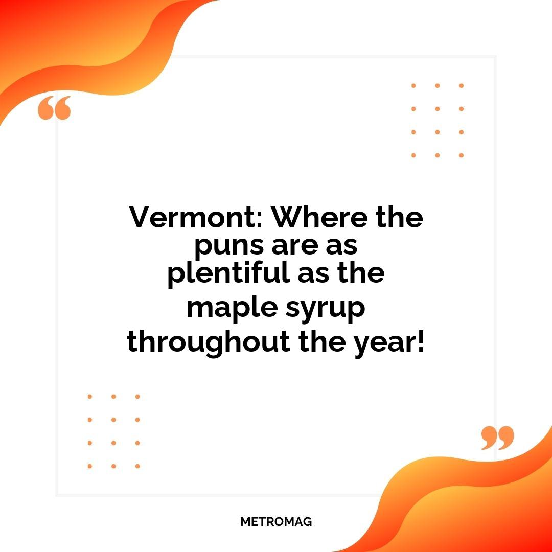 Vermont: Where the puns are as plentiful as the maple syrup throughout the year!