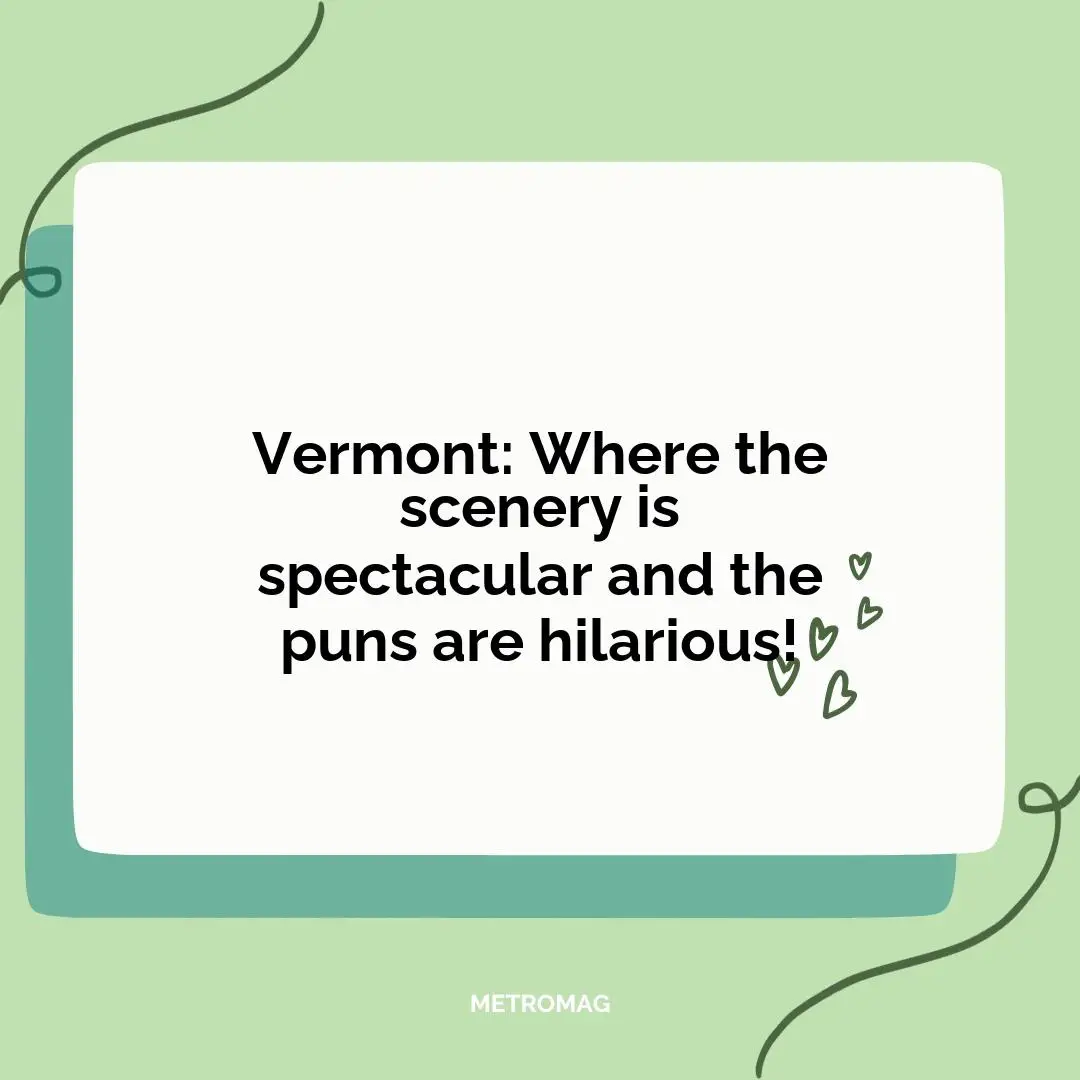 Vermont: Where the scenery is spectacular and the puns are hilarious!