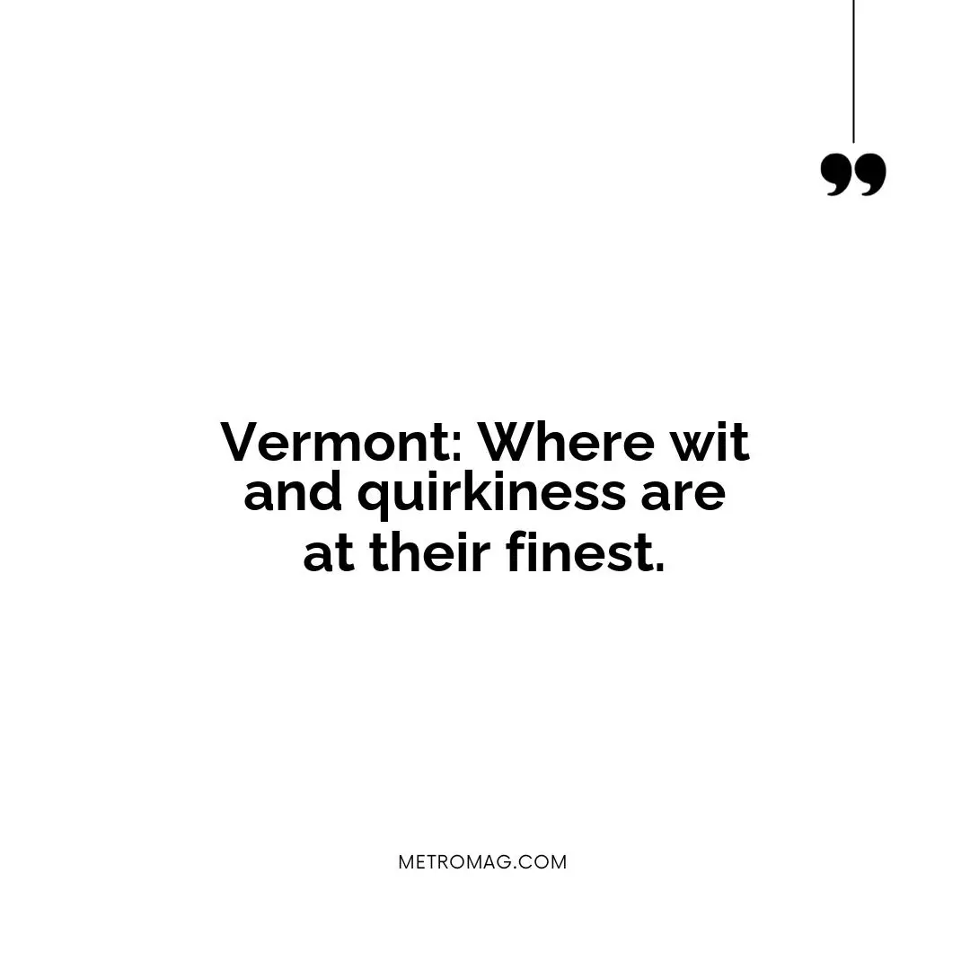 Vermont: Where wit and quirkiness are at their finest.