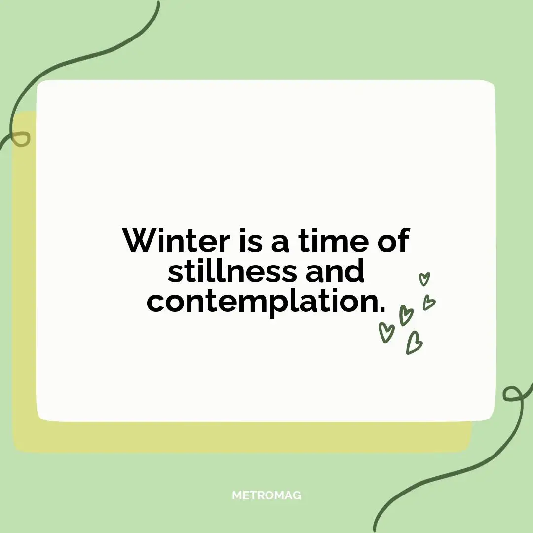 Winter is a time of stillness and contemplation.