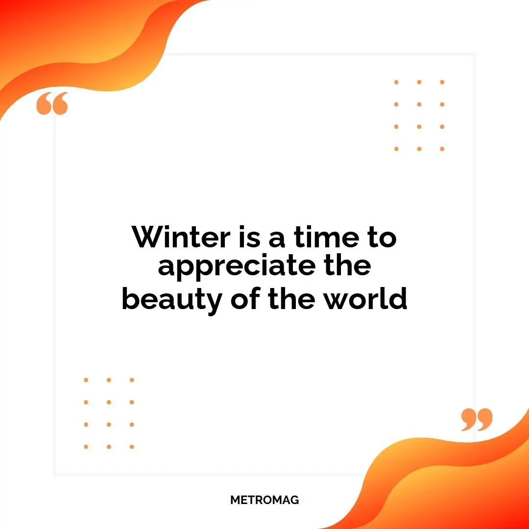 Winter is a time to appreciate the beauty of the world