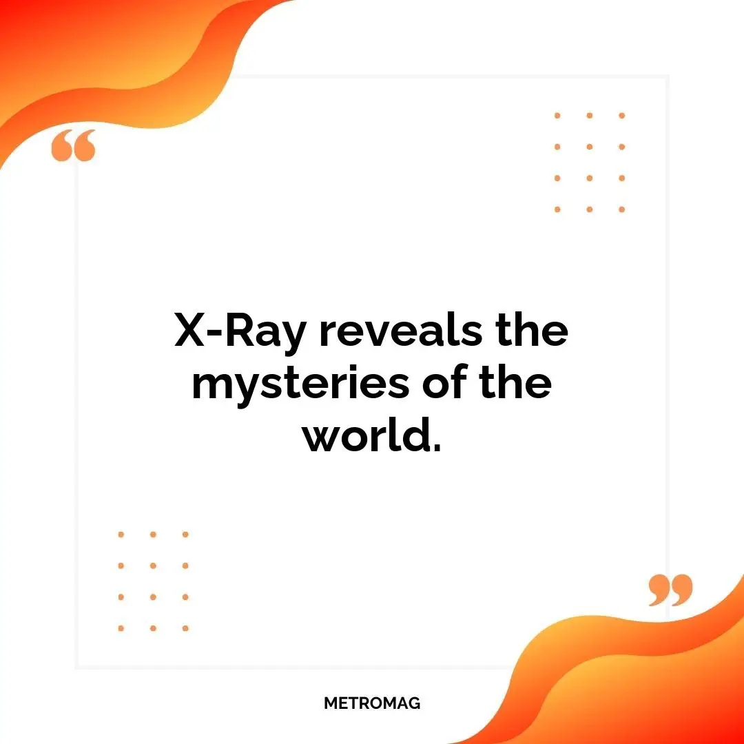 X-Ray reveals the mysteries of the world.