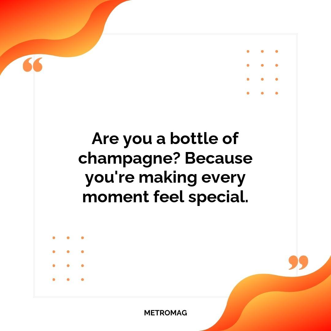 Are you a bottle of champagne? Because you're making every moment feel special.
