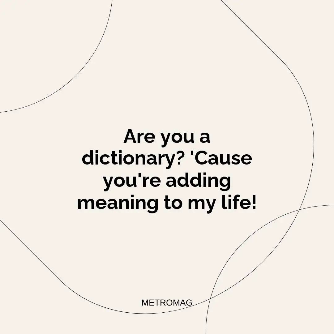 Are you a dictionary? 'Cause you're adding meaning to my life!