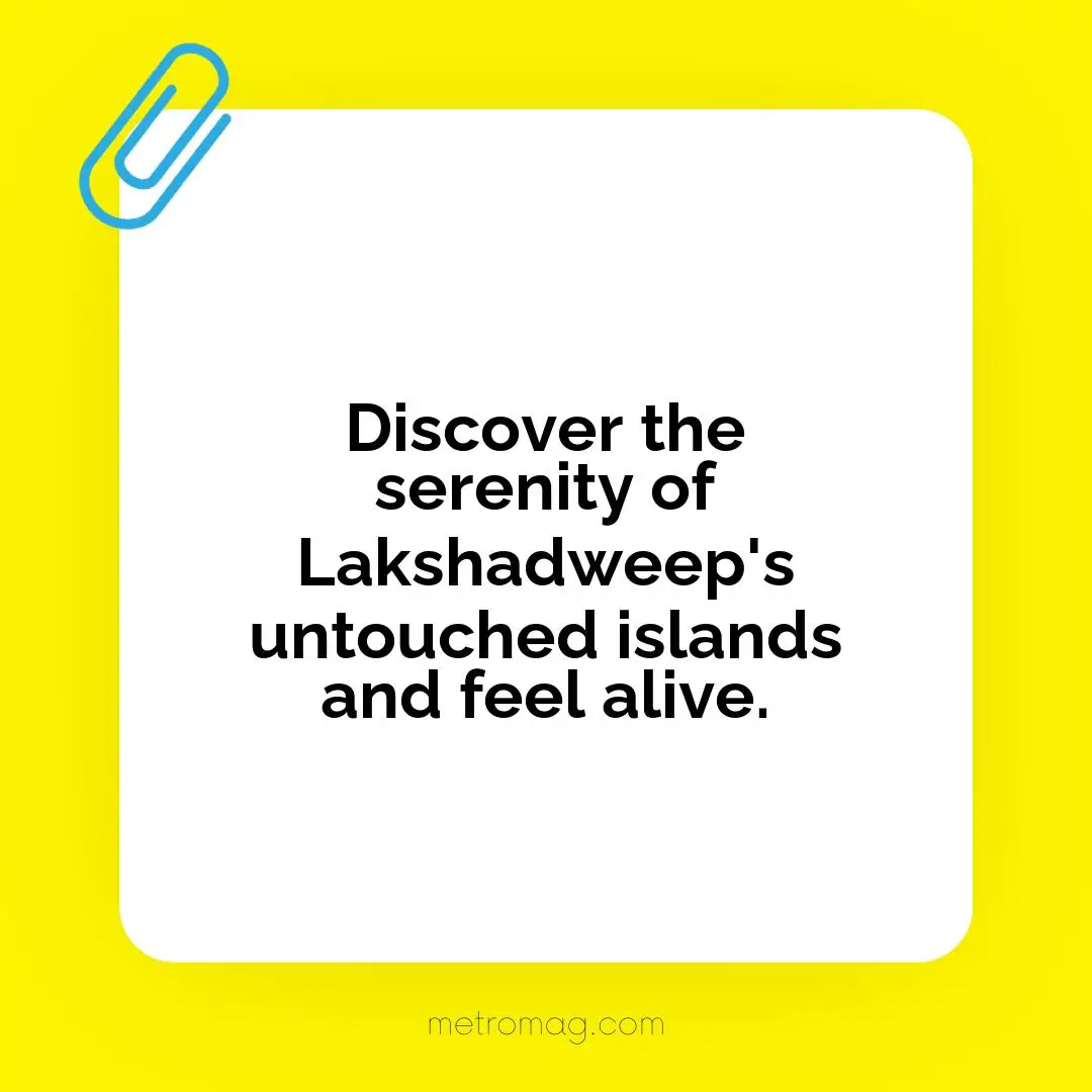 Discover the serenity of Lakshadweep's untouched islands and feel alive.