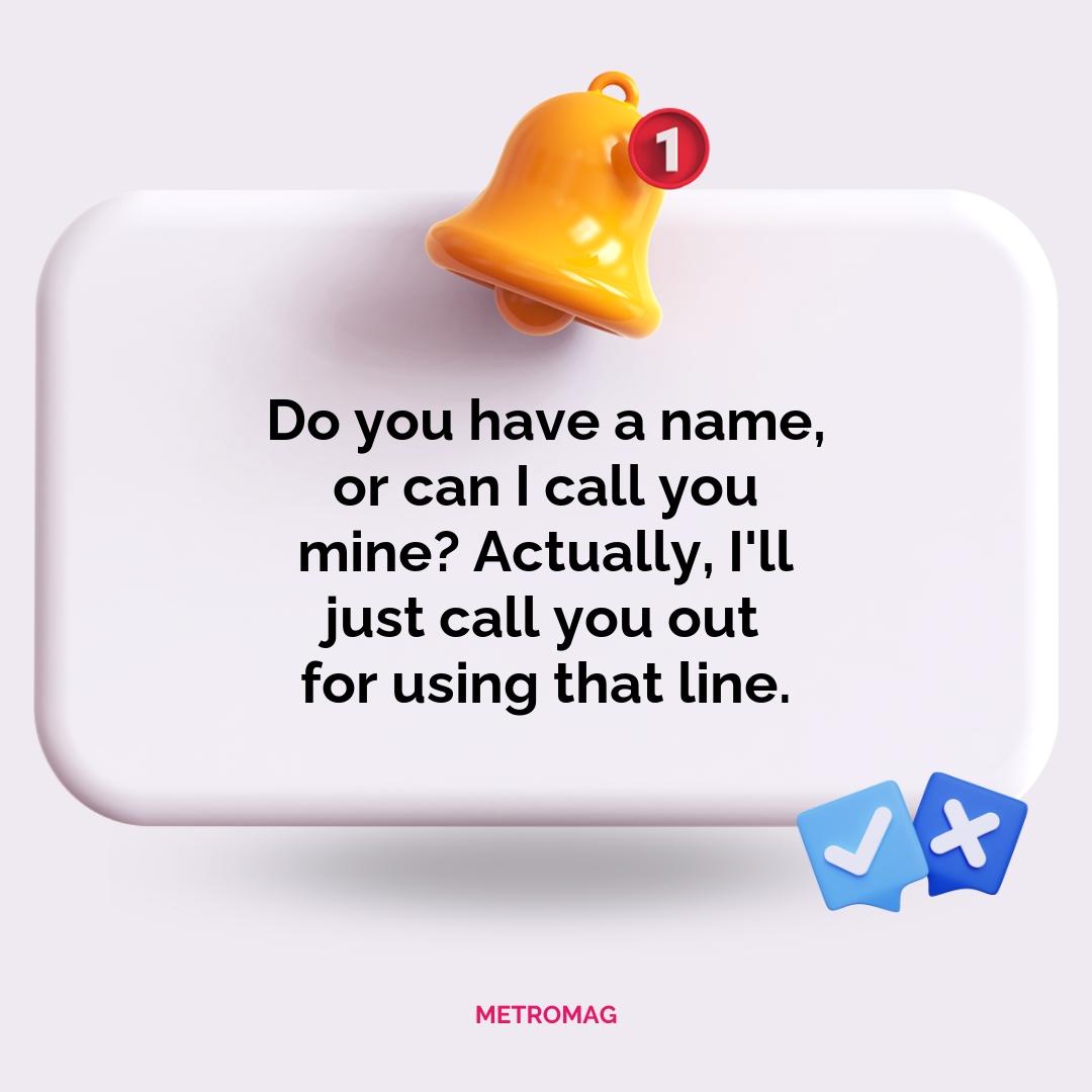 Do you have a name, or can I call you mine? Actually, I'll just call you out for using that line.