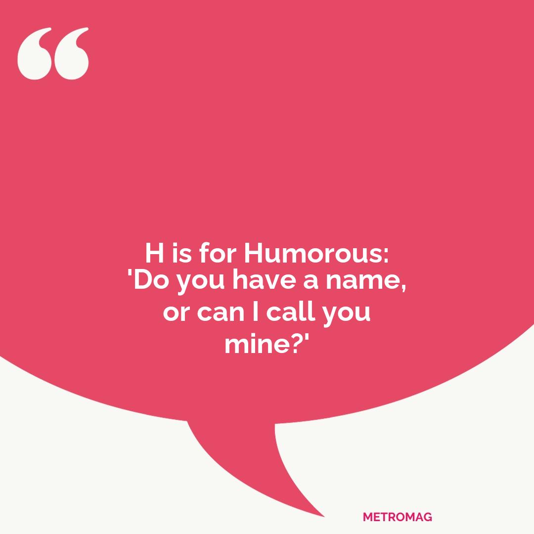 H is for Humorous: 'Do you have a name, or can I call you mine?'