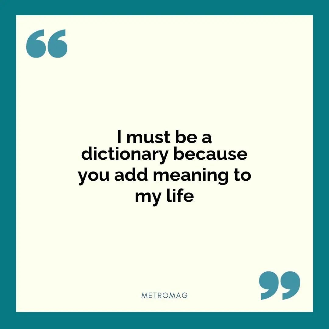I must be a dictionary because you add meaning to my life