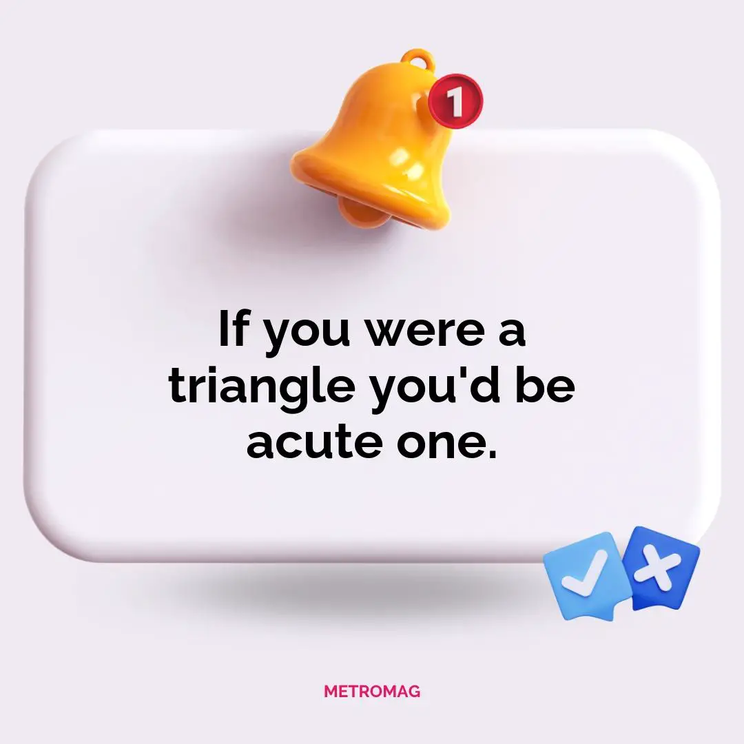 If you were a triangle you'd be acute one.