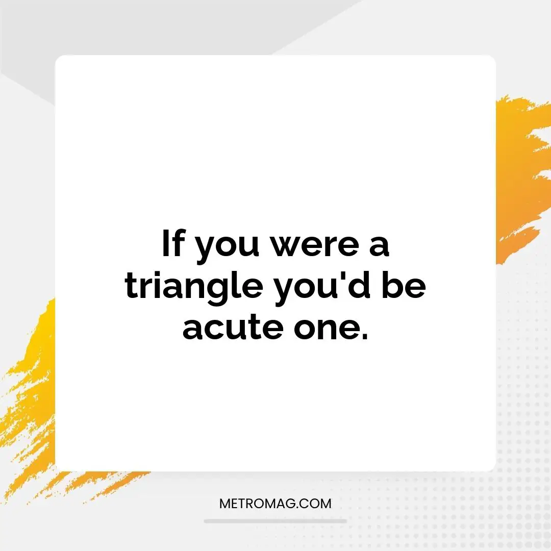 If you were a triangle you'd be acute one.