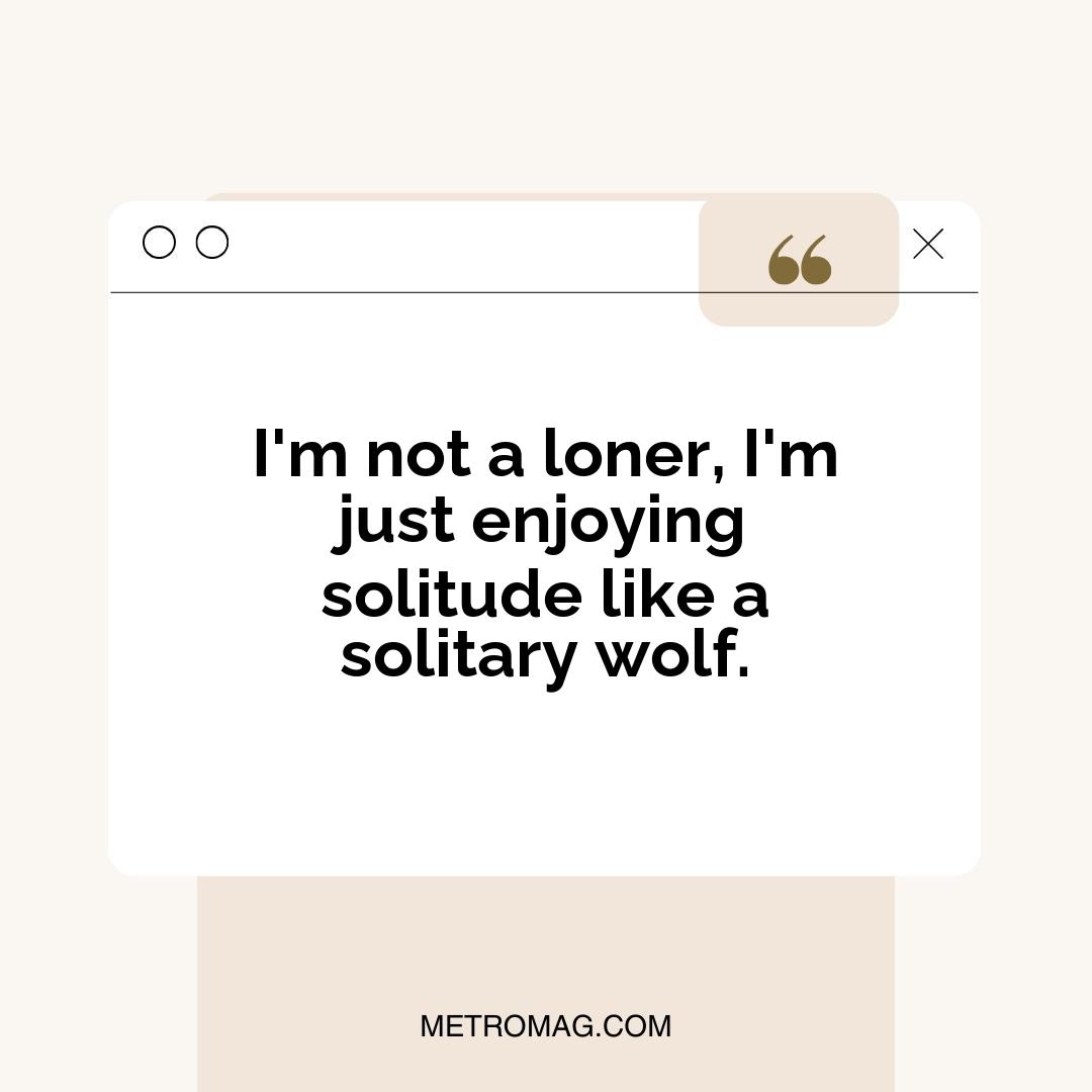 I'm not a loner, I'm just enjoying solitude like a solitary wolf.
