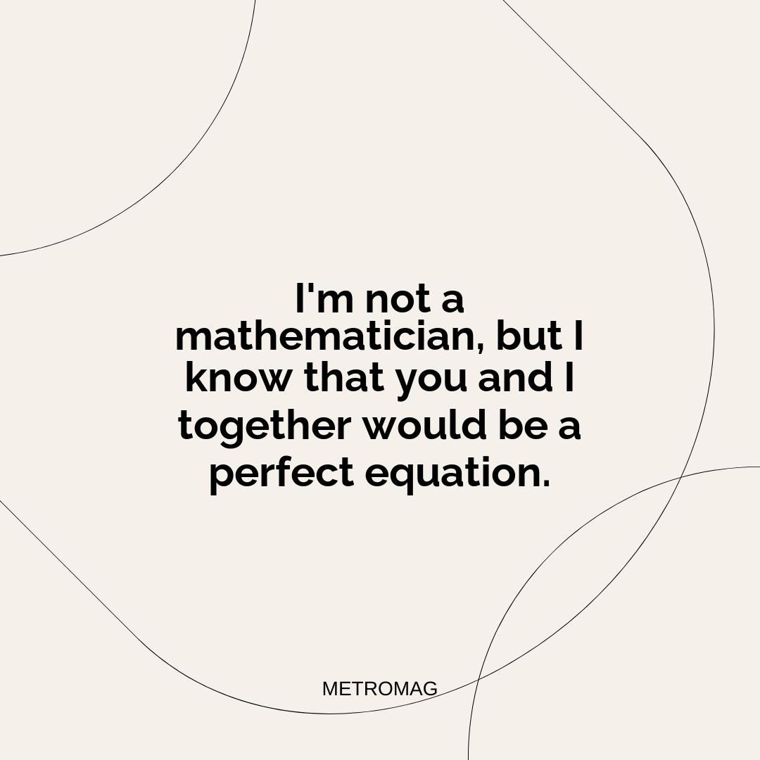 I'm not a mathematician, but I know that you and I together would be a perfect equation.