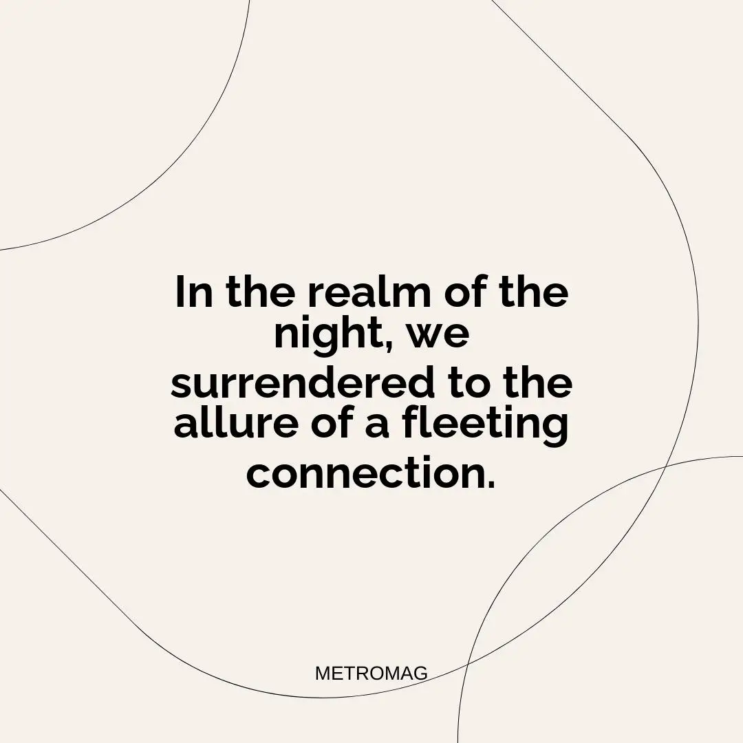 In the realm of the night, we surrendered to the allure of a fleeting connection.
