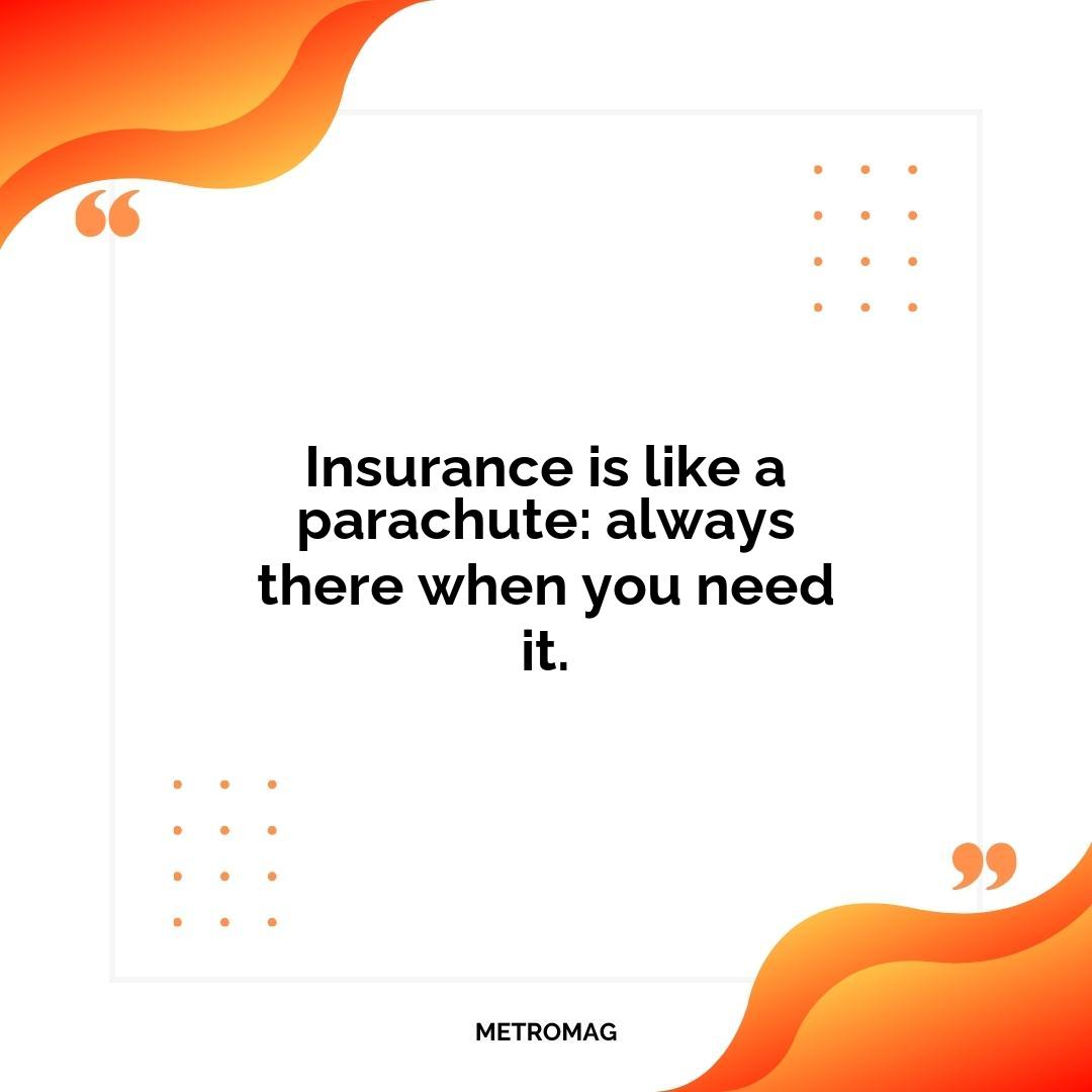 Insurance is like a parachute: always there when you need it.