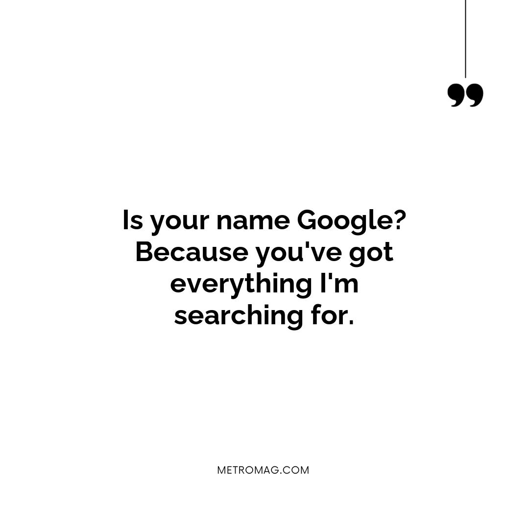 Is your name Google? Because you've got everything I'm searching for.