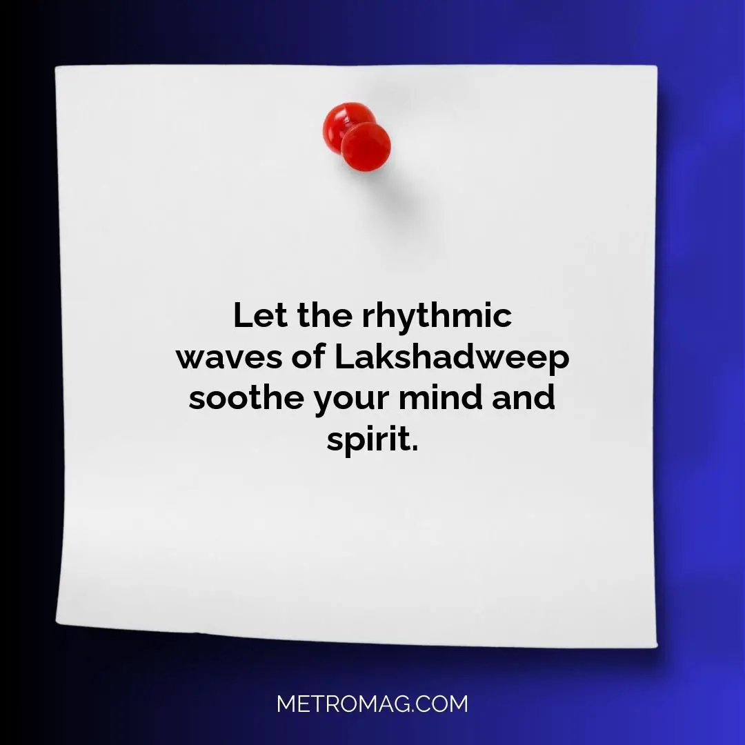 Let the rhythmic waves of Lakshadweep soothe your mind and spirit.