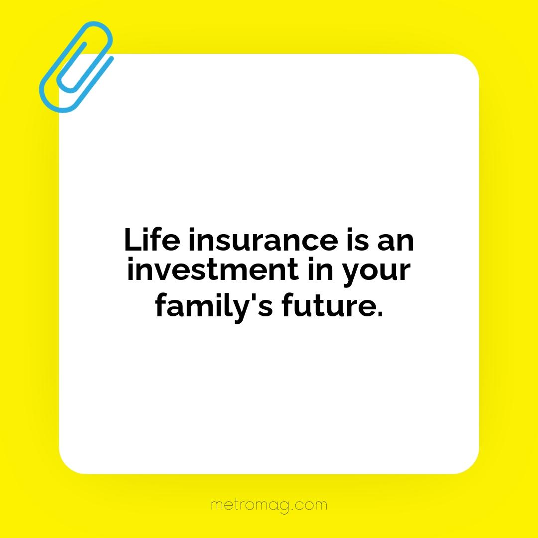 Life insurance is an investment in your family's future.