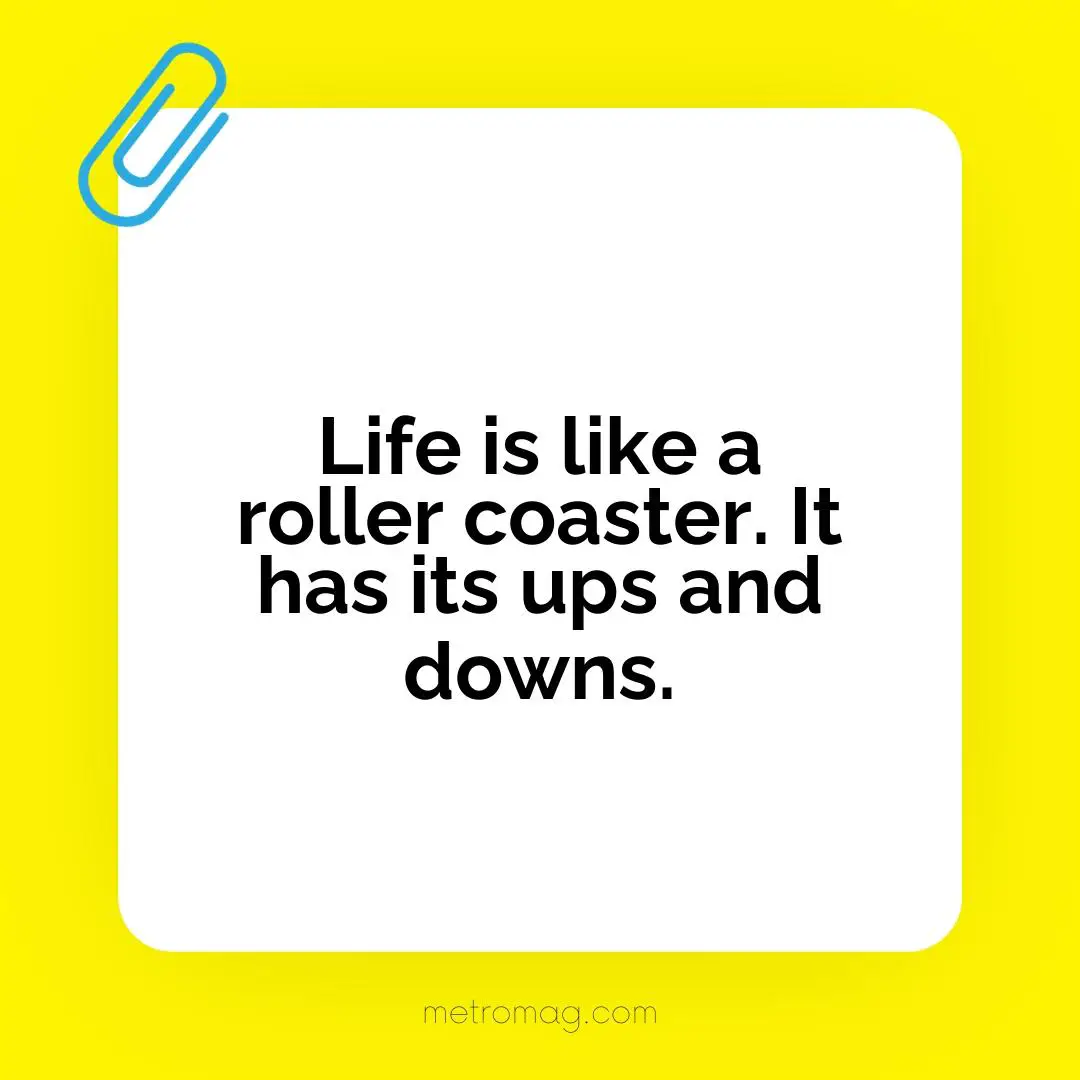 Life is like a roller coaster. It has its ups and downs.