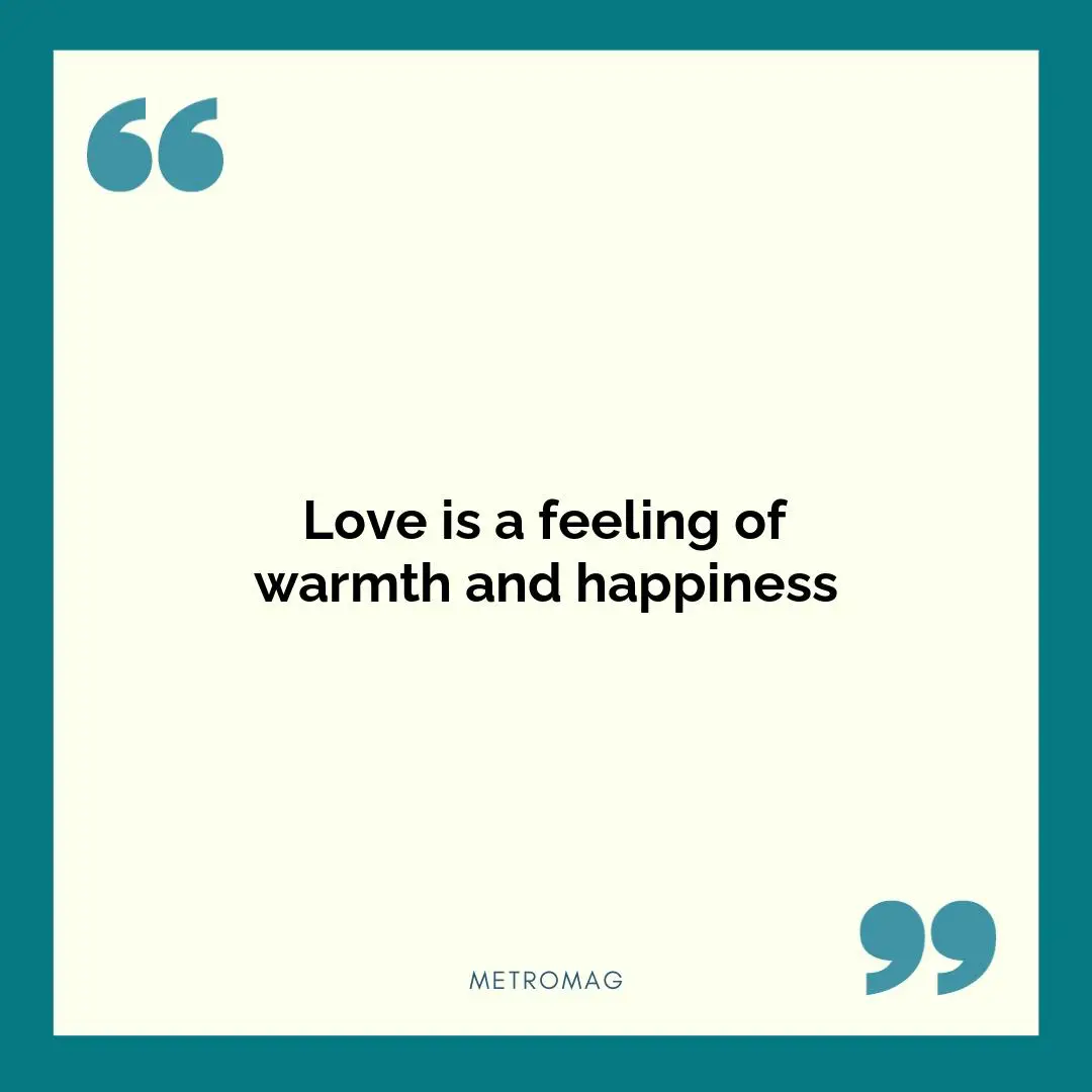 Love is a feeling of warmth and happiness