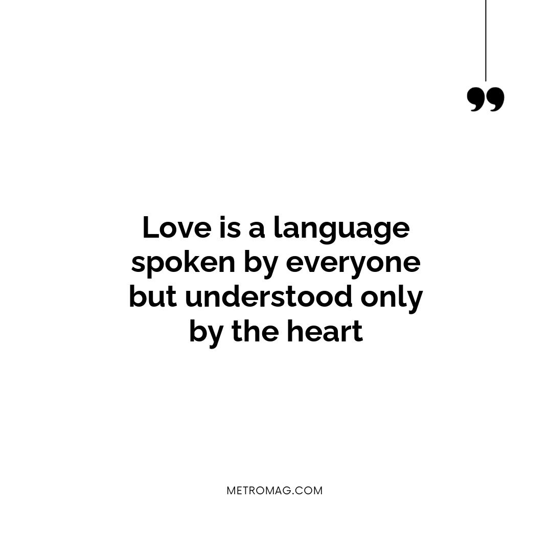 Love is a language spoken by everyone but understood only by the heart