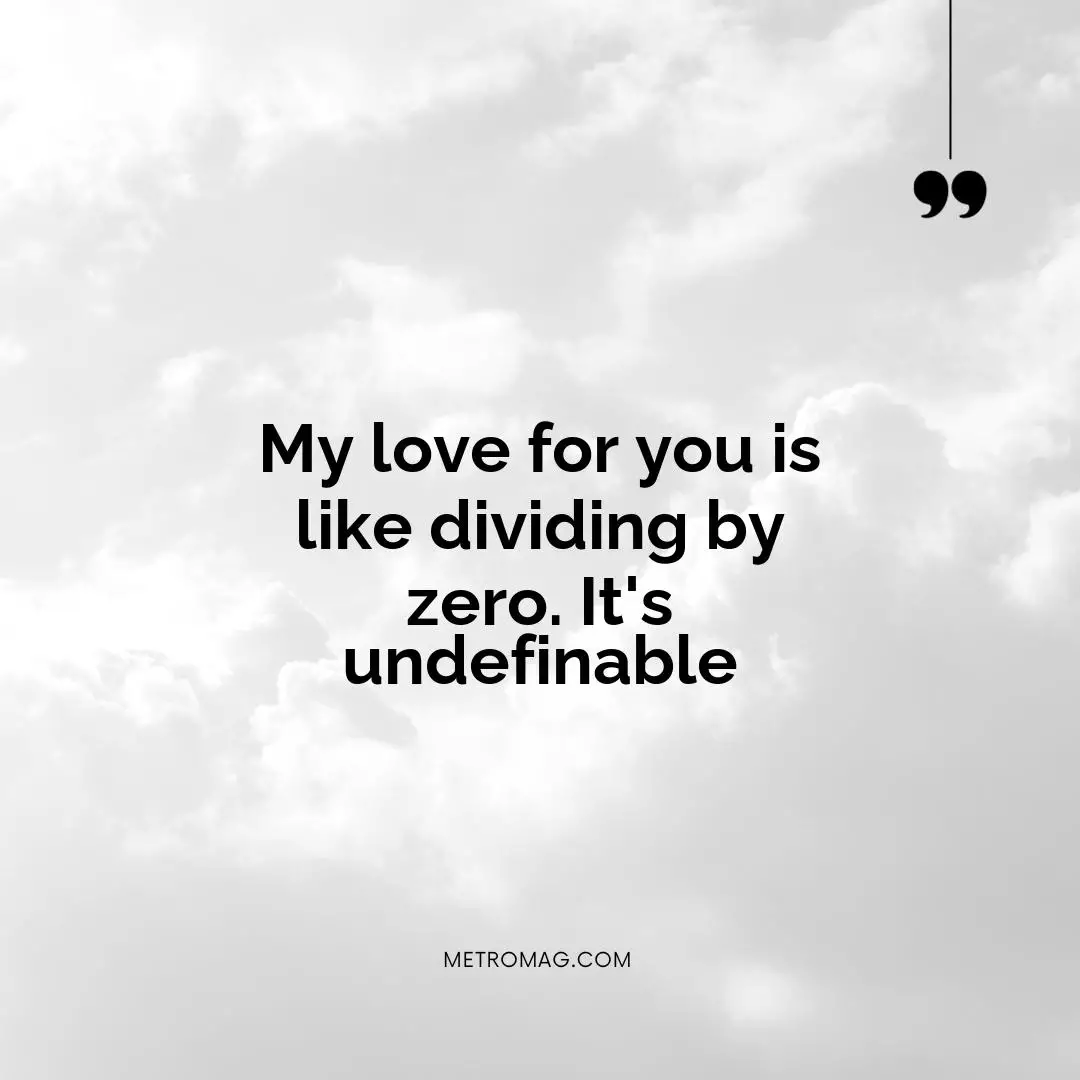 My love for you is like dividing by zero. It's undefinable