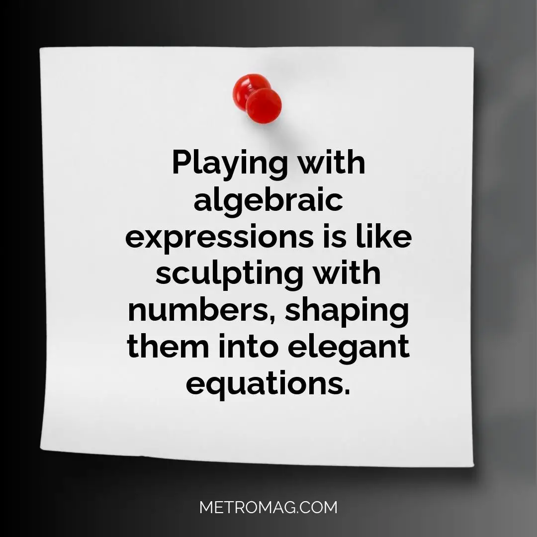 Playing with algebraic expressions is like sculpting with numbers, shaping them into elegant equations.
