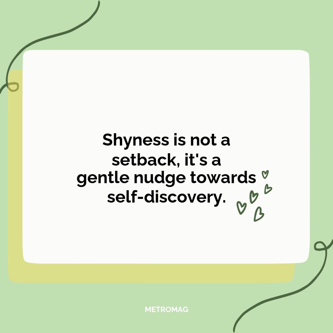 Shyness is not a setback, it's a gentle nudge towards self-discovery.