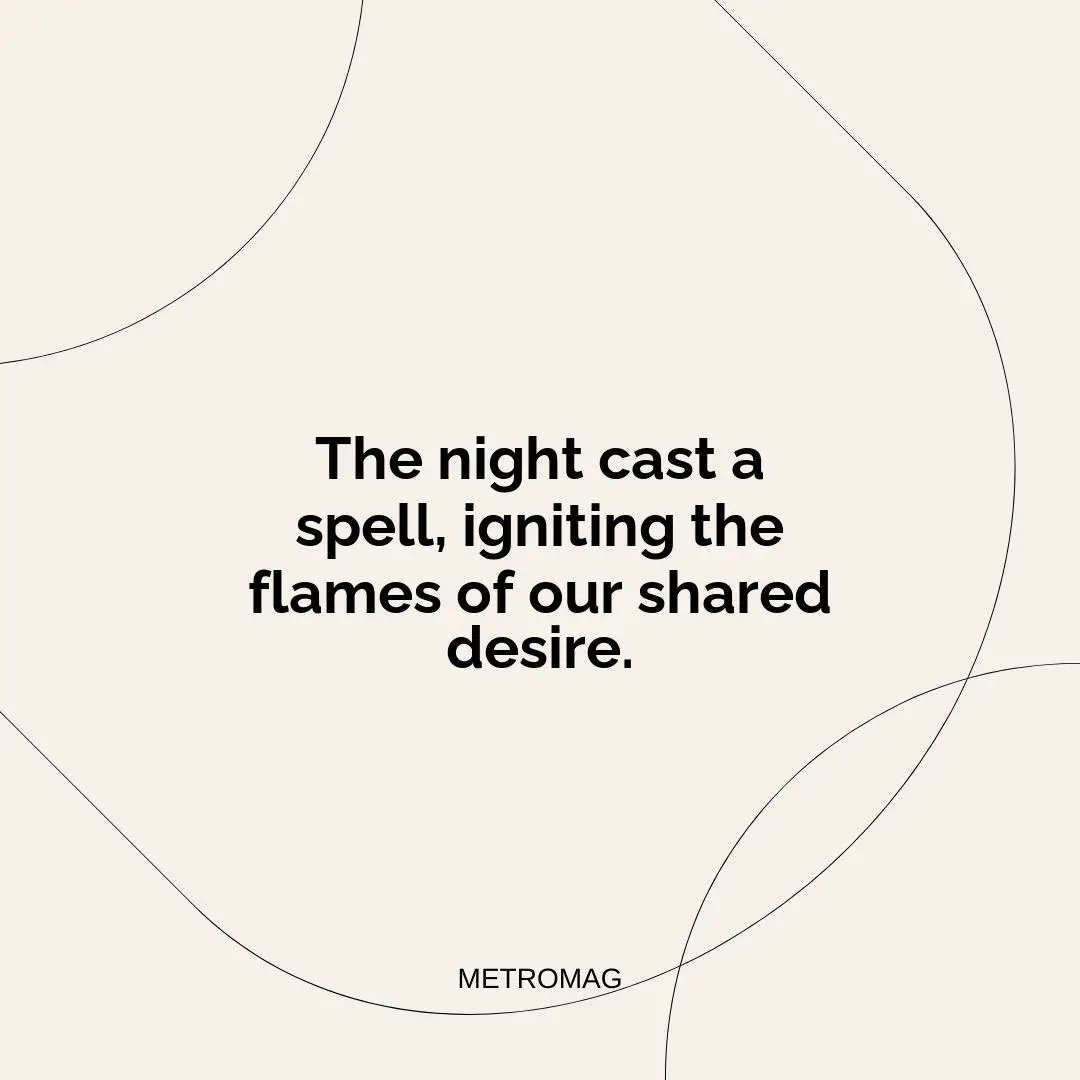 The night cast a spell, igniting the flames of our shared desire.