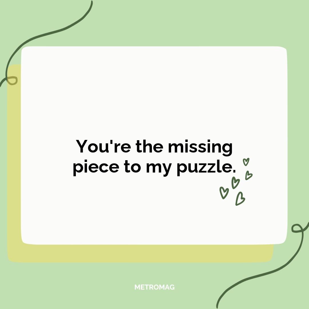 You're the missing piece to my puzzle.