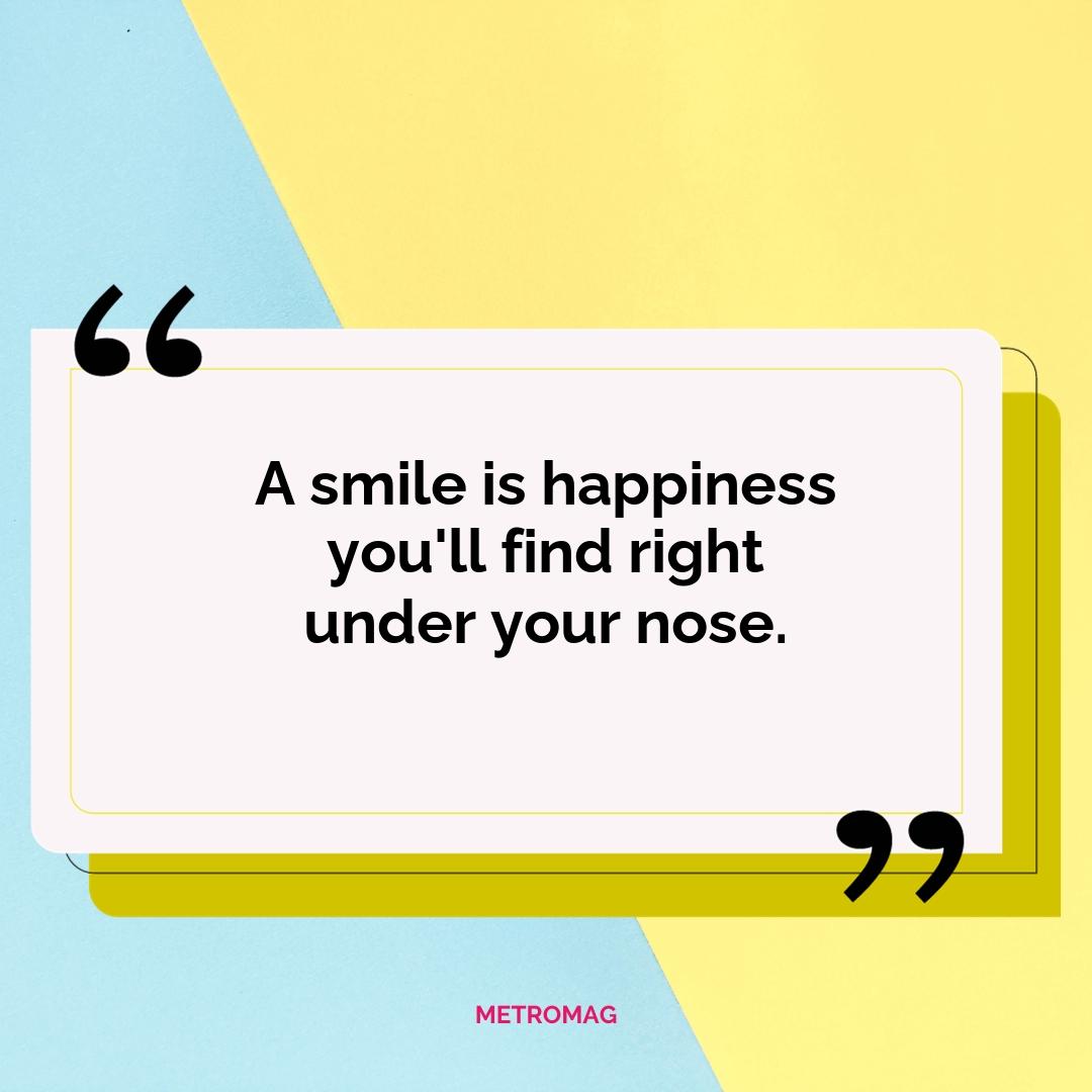 A smile is happiness you'll find right under your nose.
