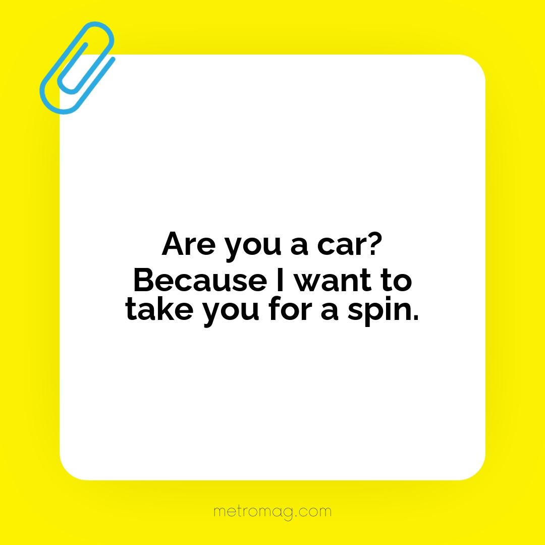 Are you a car? Because I want to take you for a spin.