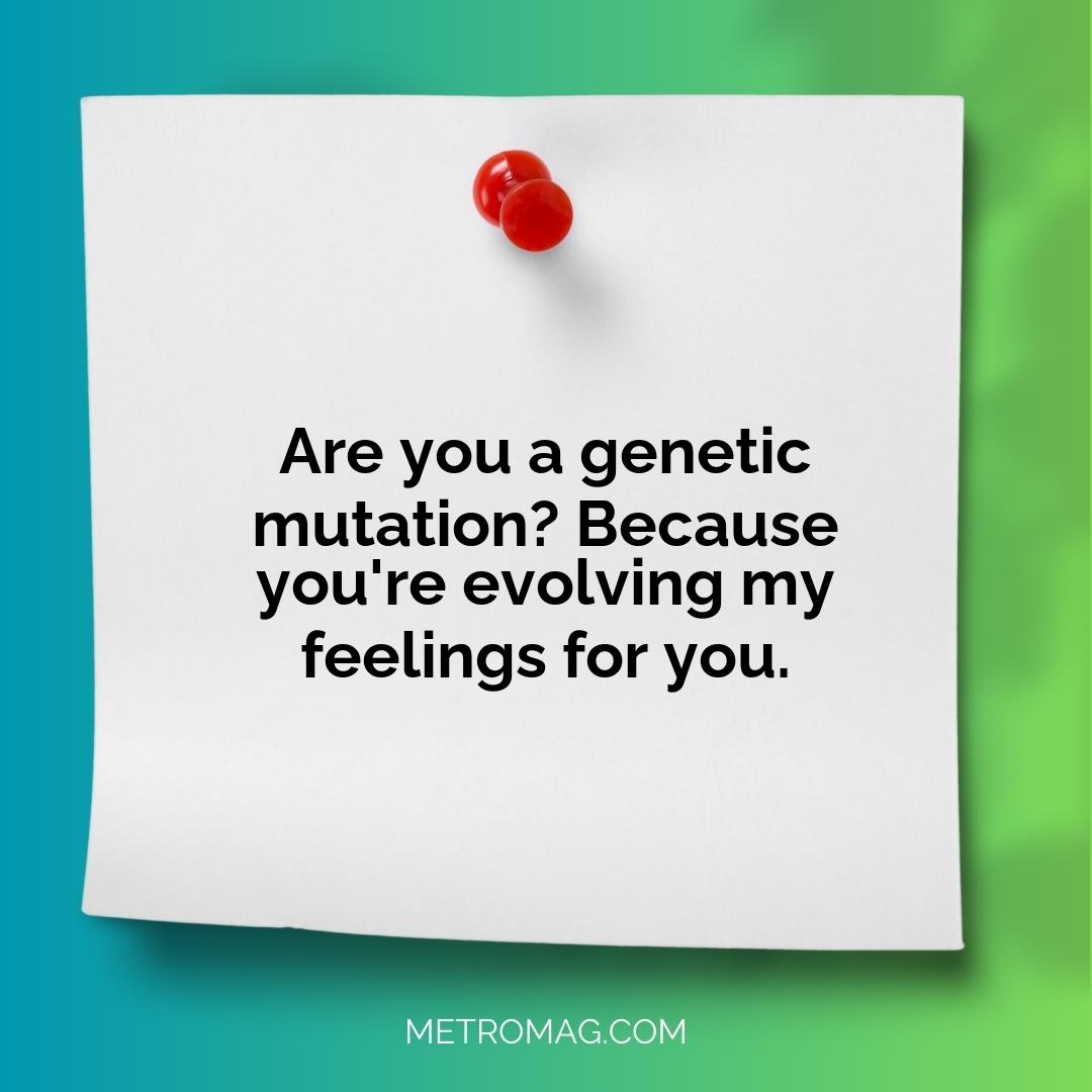 Are you a genetic mutation? Because you're evolving my feelings for you.