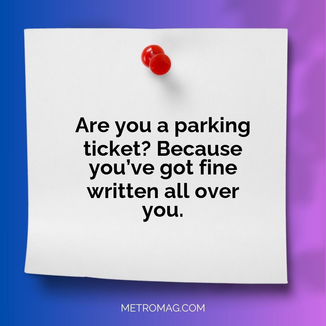 Are you a parking ticket? Because you’ve got fine written all over you.