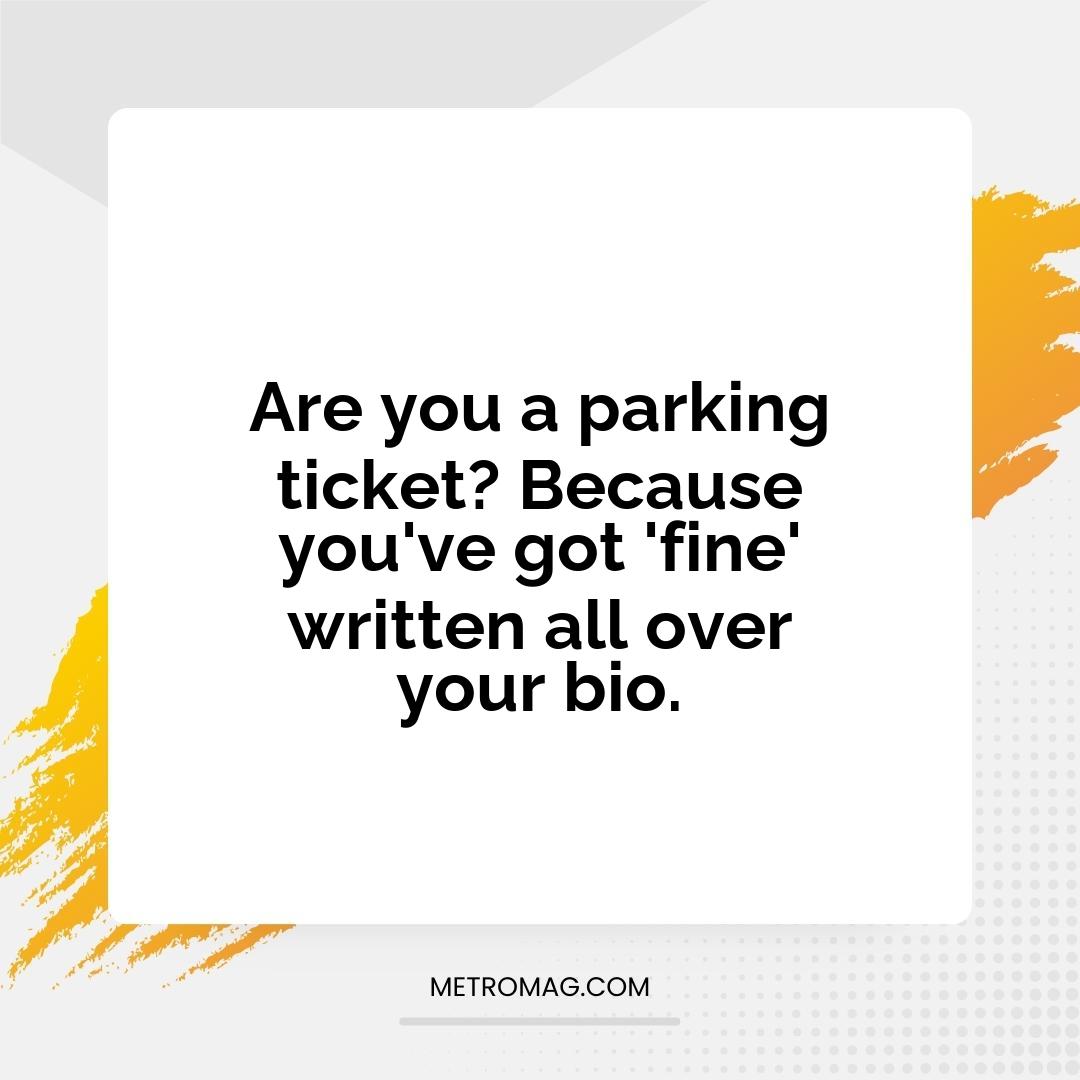 Are you a parking ticket? Because you've got 'fine' written all over your bio.