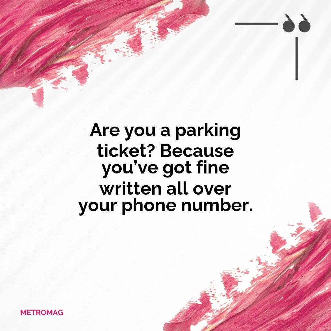 Are you a parking ticket? Because you’ve got fine written all over your phone number.