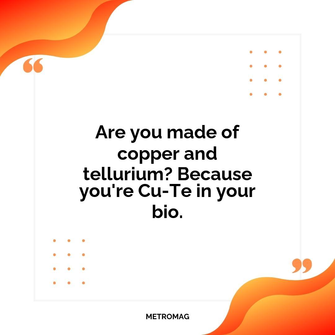 Are you made of copper and tellurium? Because you're Cu-Te in your bio.