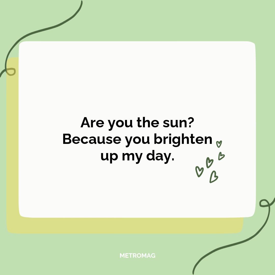 Are you the sun? Because you brighten up my day.