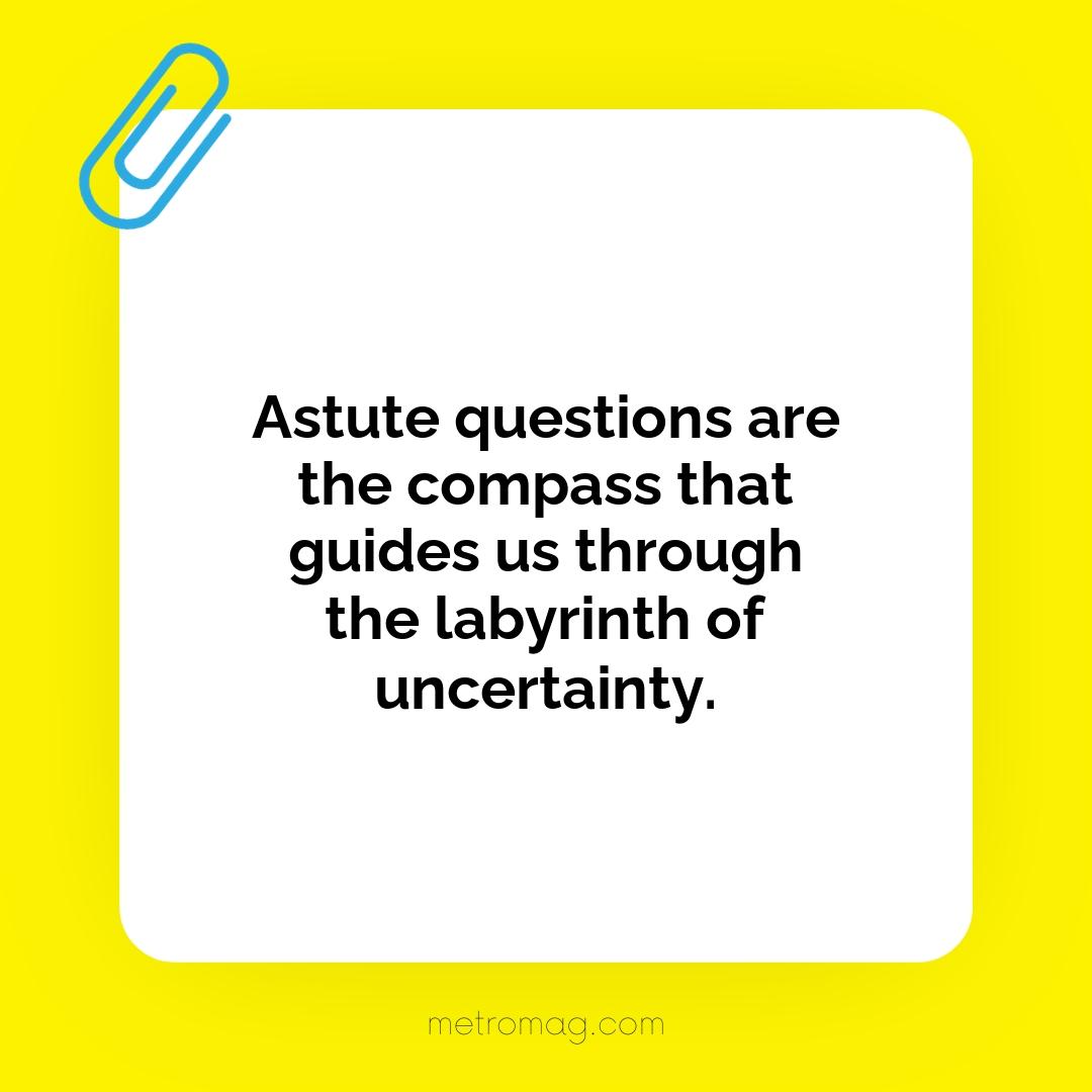 Astute questions are the compass that guides us through the labyrinth of uncertainty.