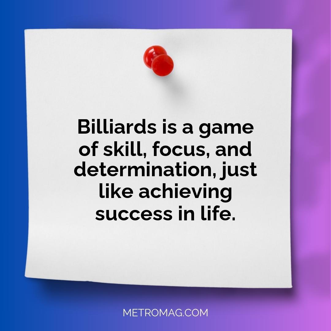 Billiards is a game of skill, focus, and determination, just like achieving success in life.