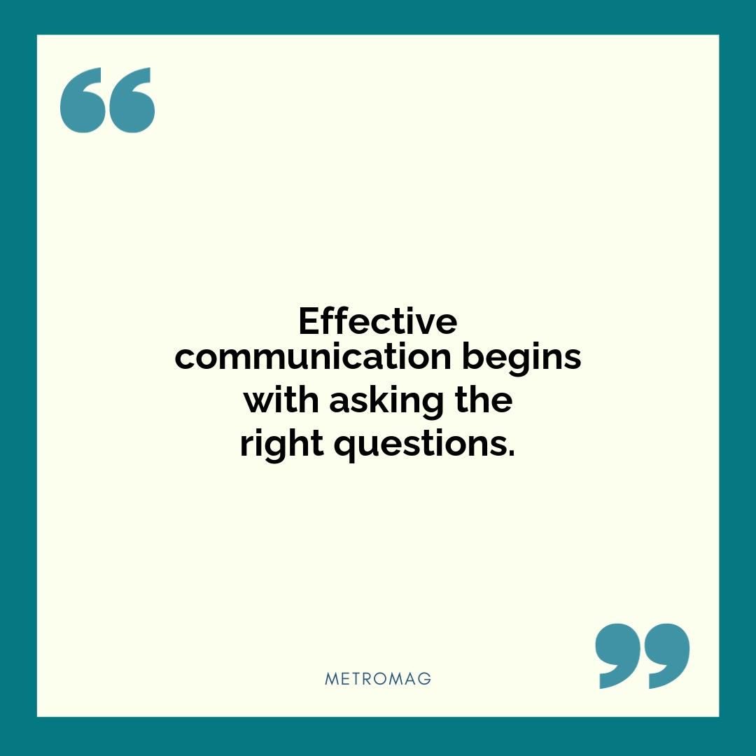 Effective communication begins with asking the right questions.