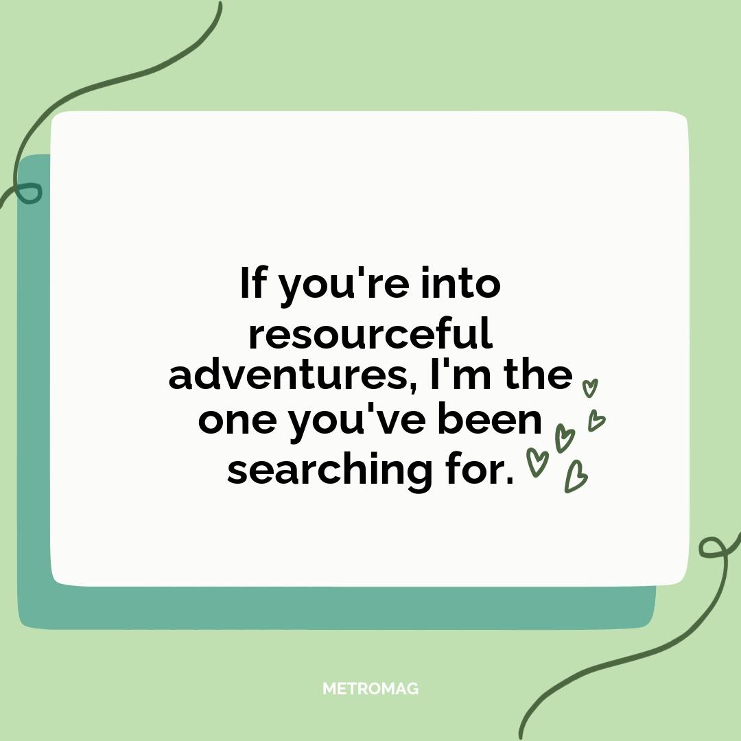 If you're into resourceful adventures, I'm the one you've been searching for.