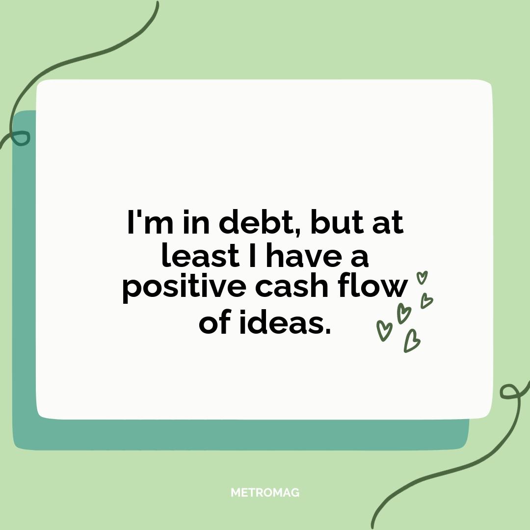 I'm in debt, but at least I have a positive cash flow of ideas.