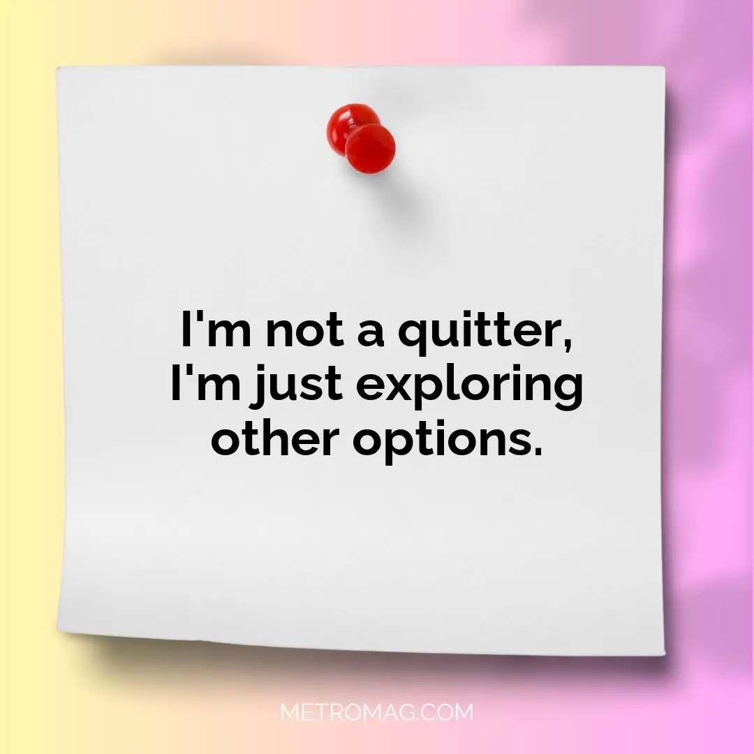 I'm not a quitter, I'm just exploring other options.