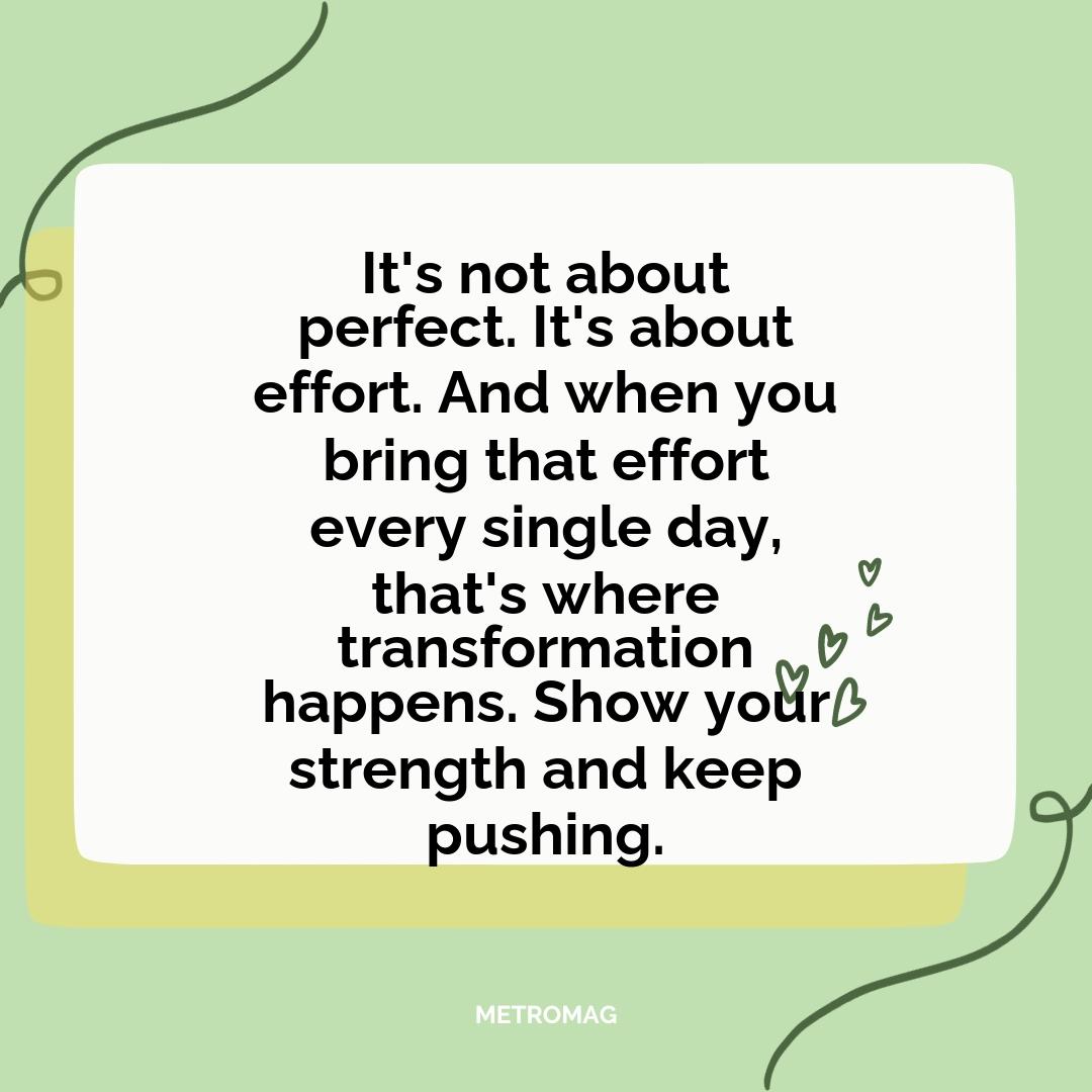 It's not about perfect. It's about effort. And when you bring that effort every single day, that's where transformation happens. Show your strength and keep pushing.